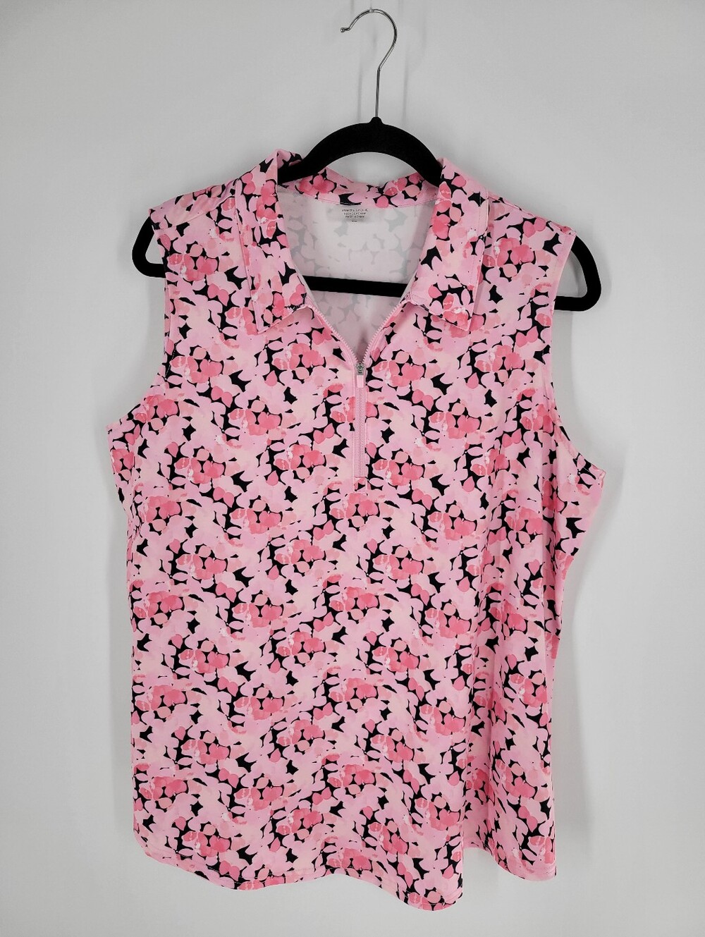 Jofit Pink Floral Zip Collar Sleeveless Top Size XXL New